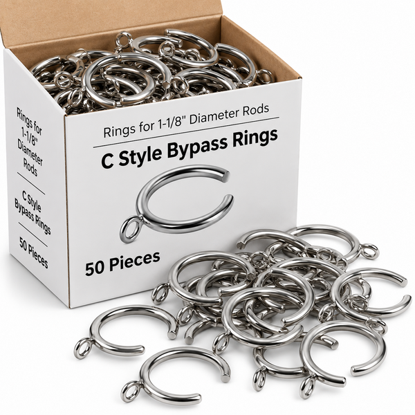 C-Style Bypass Drapery Rings with Eyelet for 1-1/8" Diameter Rods