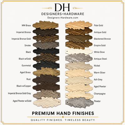 DH Premium Hand Finishes chart showing all available custom hand finishes