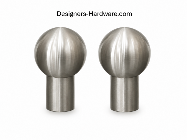 Modern metal ball finial for 1/2 inch cafe curtain rod in stainless steel finish