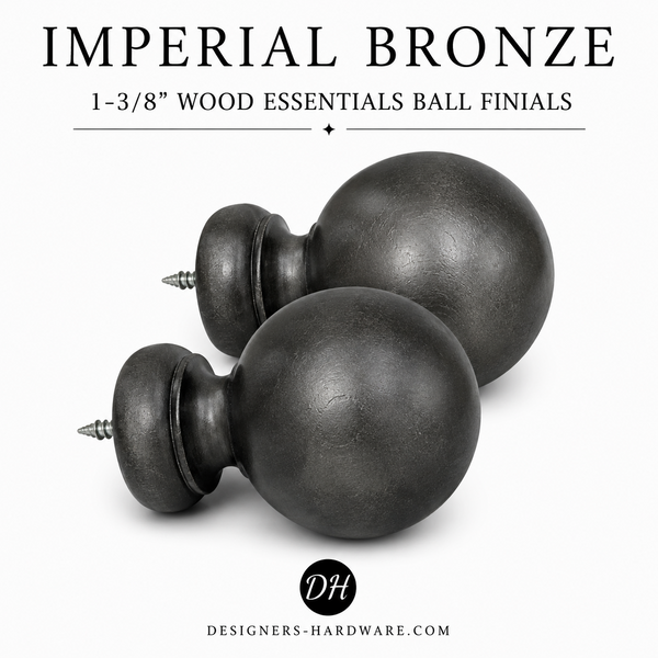 Ball Finial for 1-3/8" Diameter Wood Essentials Drapery Curtain Rods | Set of 2 Finials