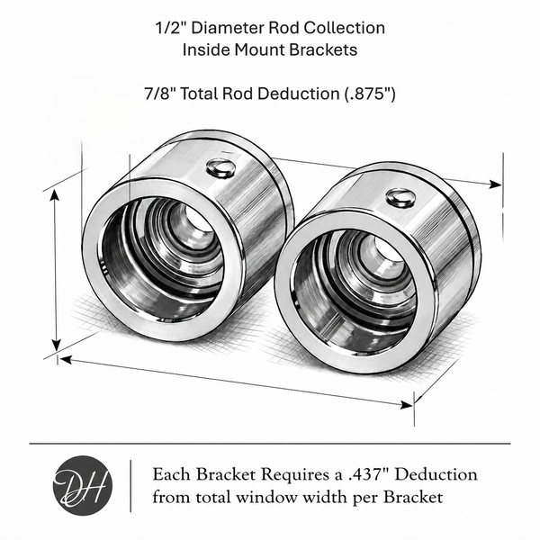 Inside Mount Brackets Pair for our 1/2" Diameter Cafe Curtain Rods | Set of 2