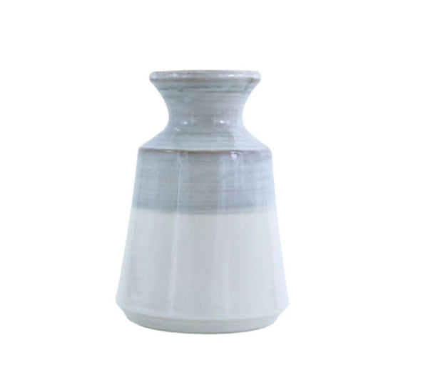 Watercolor Two-Tone Vase - Small and Large Set of 2 - Creamy Blue