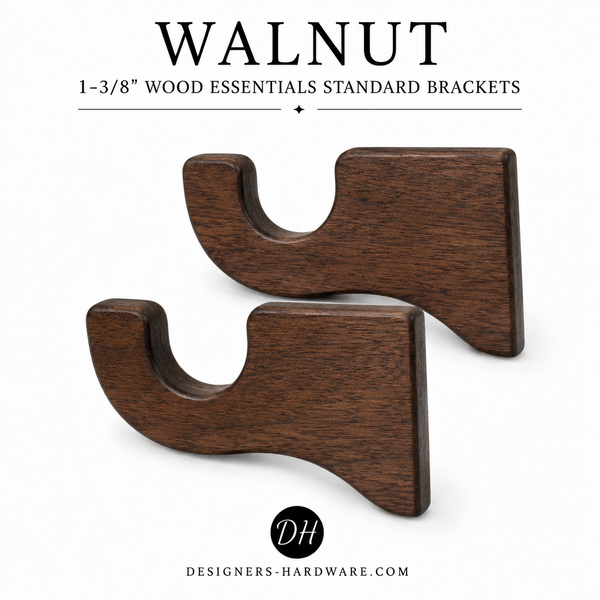 Wood Brackets for 1-3/8" Diameter Wood Essentials Drapery Curtain Rods | Set of 2 Brackets